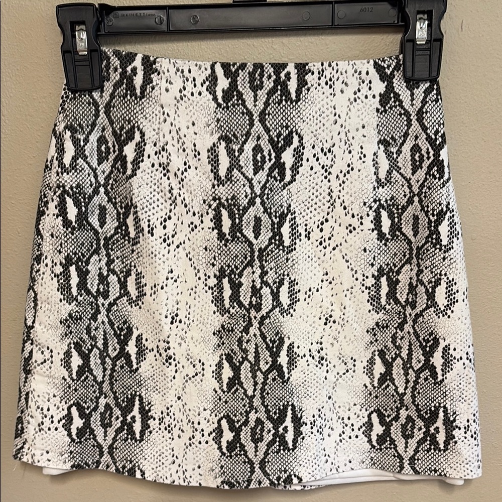 Black and White Snake Print Mini Skirt